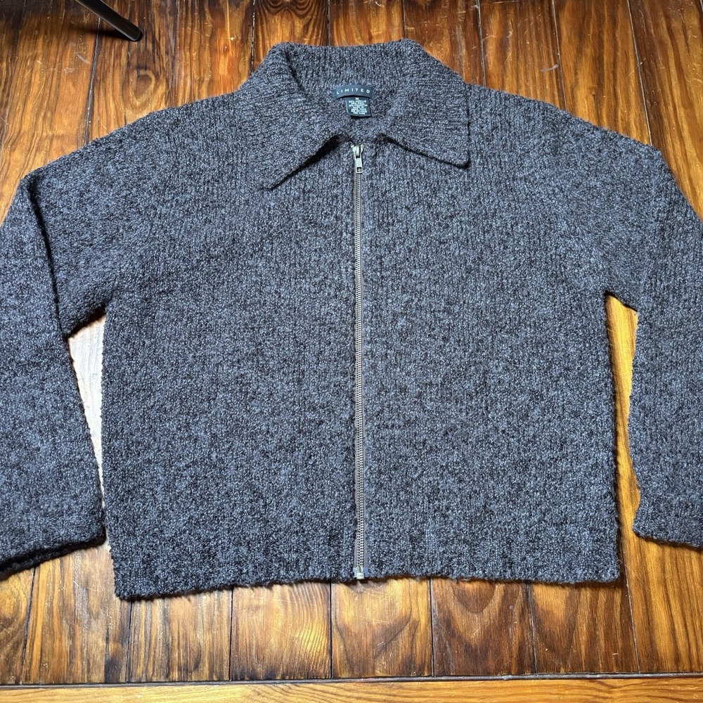 Vtg The Limited Wool Blend Zip Front Cardigan Sweater Sz M Women's A3558